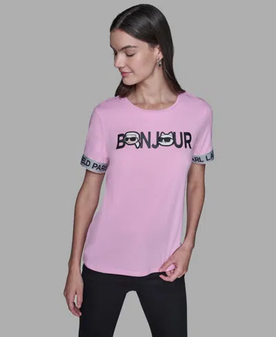 Karl Lagerfeld Women's Printed Short-sleeve T-shirt In Pink