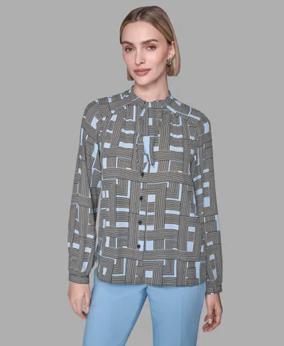 Karl Lagerfeld Women's Printed Top In Gray