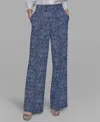 Karl Lagerfeld Women's Printed Wide-leg Denim Pants In Blue
