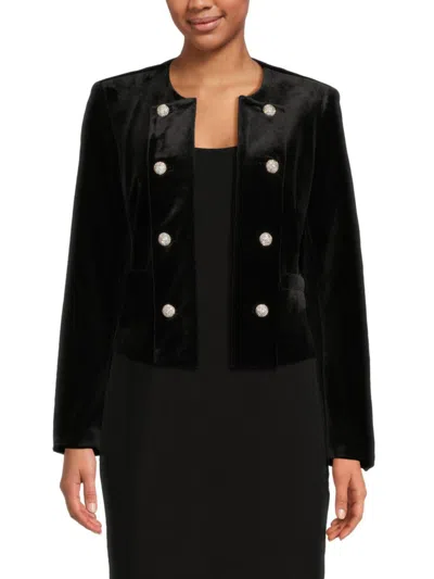 Karl Lagerfeld Women's Psyp Velvet Open Front Jacket In Black