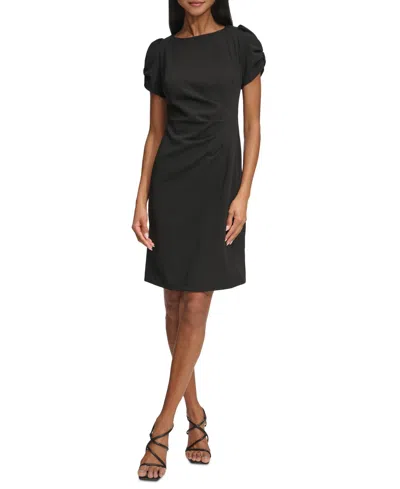 Karl Lagerfeld Women's Puff-sleeve Side-pleated Dress In Black
