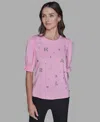 Karl Lagerfeld Women's Puff Sleeves T-shirt In Pink