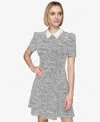 Karl Lagerfeld Women's Heathered Embellished Mini Dress In Sft Wt,blk
