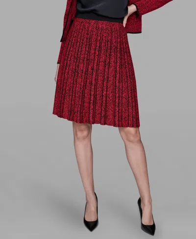 Karl Lagerfeld Women's Pull-on Pleated Sweater Skirt In Red