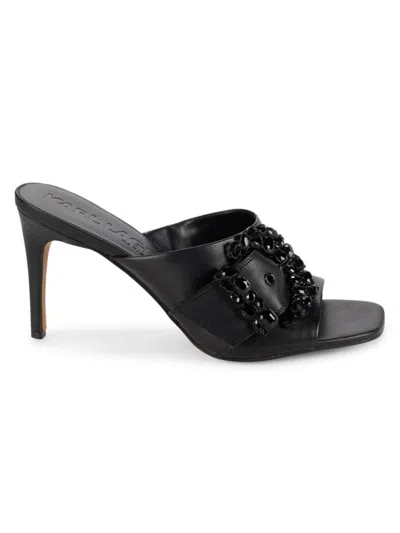 Karl Lagerfeld Women's Quentin Embellished Leather Sandals In Black