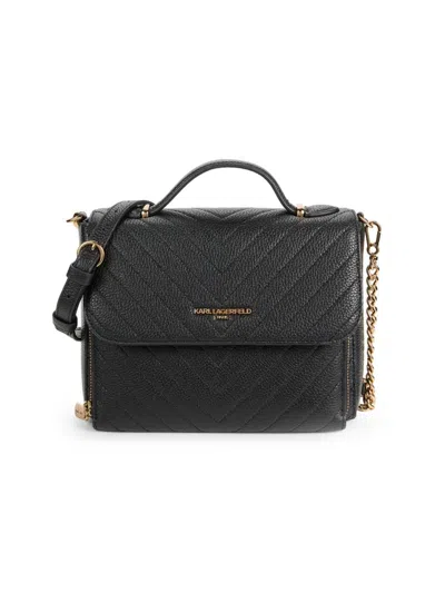 Karl Lagerfeld Women's Quilted Leather Crossbody Bag In Black Gold