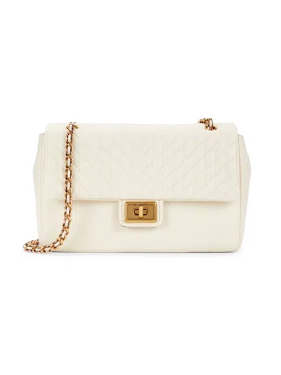Karl Lagerfeld Women's Quilted Leather Shoulder Bag In White