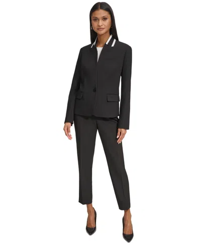 Karl Lagerfeld Women's Reverse Lapel One Button Blazer In Black