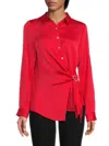 Karl Lagerfeld Womens Long Sleeve Surplice Ring Detail Top P Xs Xl In Red