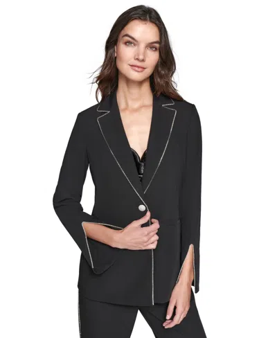 Karl Lagerfeld Women's Rhinestone-trim Blazer In Black