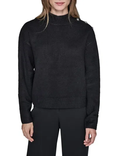 Karl Lagerfeld Women's Ribbed Mock Turtleneck Sweater In Black