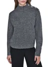 Karl Lagerfeld Women's Ribbed Mock Turtleneck Sweater In Gray