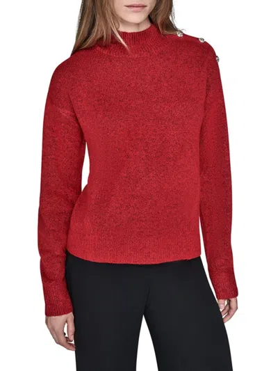 Karl Lagerfeld Women's Ribbed Mock Turtleneck Sweater In Red