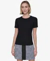 Karl Lagerfeld Women's Ribbed Short-sleeve Sweater In Black