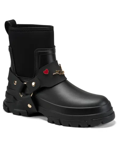 Karl Lagerfeld Women's Rivenna Rain Round Toe Booties In Black