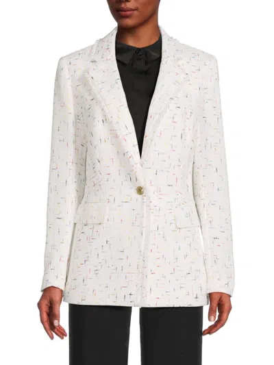 Karl Lagerfeld Women's Roadmap Tweed Blazer In White Multi