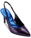Karl Lagerfeld Paris Rosalyn Snakeskin Embossed Pointed Toe Pump In Deep Plum