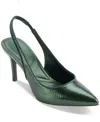Karl Lagerfeld Rosalyn Womens Metallic Leather Slingback Heels In Forest Green