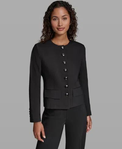 Karl Lagerfeld Women's Round Neck Cropped Jacket In Black