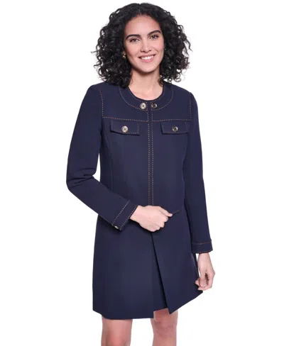 Karl Lagerfeld Women's Round Neck Cropped Jacket In Blue