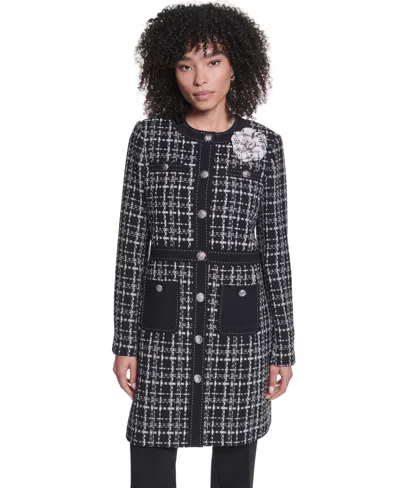 Karl Lagerfeld Women's Round Neck Seven-button Jacket In Black