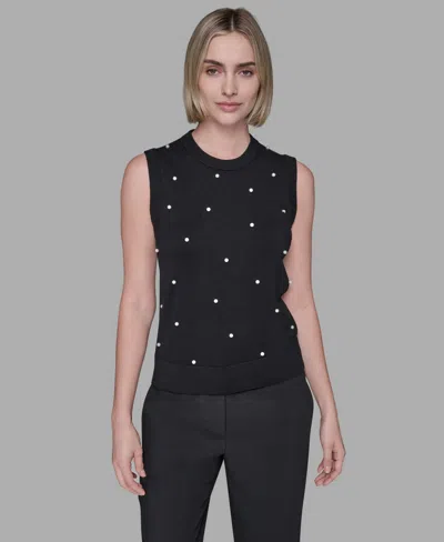 Karl Lagerfeld Women's Round Neck Top In Black