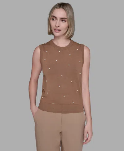 Karl Lagerfeld Women's Round Neck Top In Brown