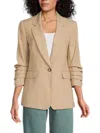 Karl Lagerfeld Women's Ruched-sleeve Tailored Blazer In Brown