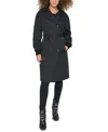 Karl Lagerfeld Belted Double-breasted Coat In Black