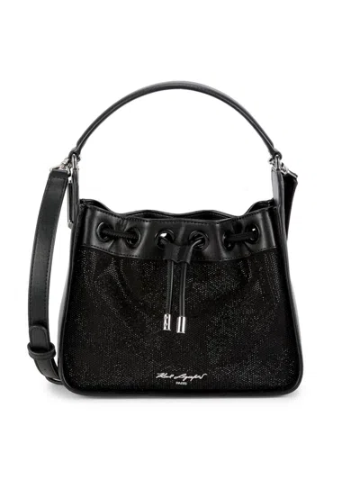 Karl Lagerfeld Women's Sables Mesh Crossbody Bucket Bag In Black