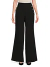 Karl Lagerfeld Women's Sailor Button Wide-leg Pants In Black