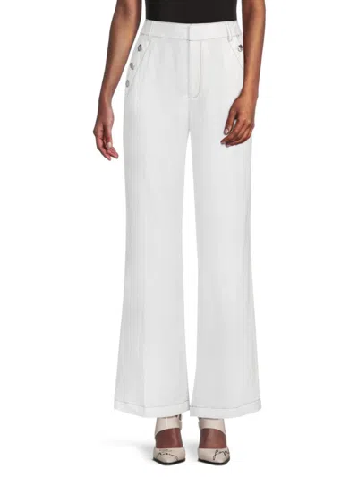 Karl Lagerfeld Women's Sailor Linen-blend Pants In Soft White