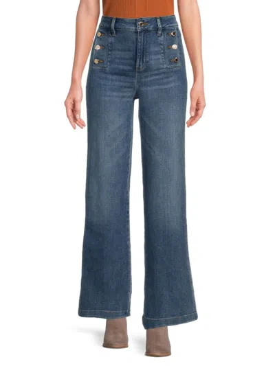 Karl Lagerfeld Women's Sailor Wide Leg Jeans In Coastal Blue