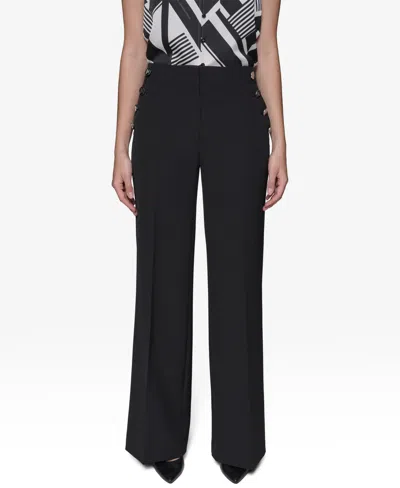 Karl Lagerfeld Women's Sailor Wide-leg Pants In Black