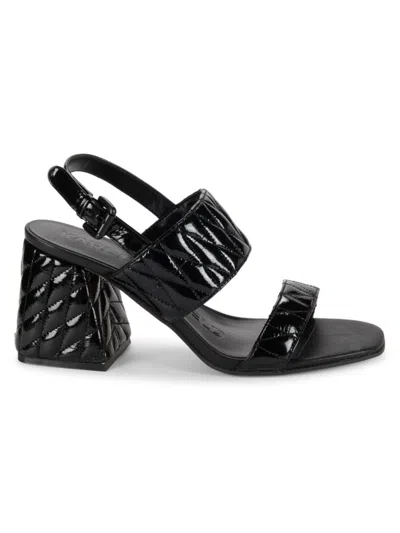Karl Lagerfeld Women's Sarina Quilted Open Toe Leather Sandals In Black