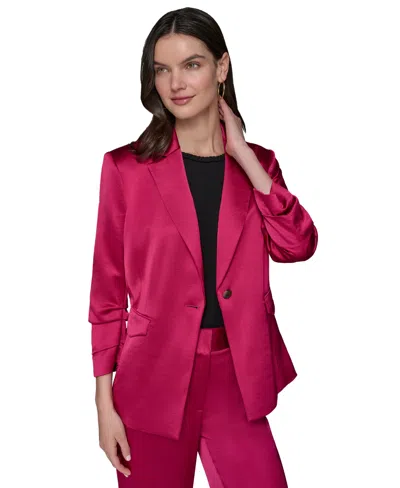Karl Lagerfeld Women's Satin Scrunched-sleeve Jacket In Pink