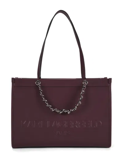 Karl Lagerfeld Women's Savoie Logo Leather Tote Bag In Purple