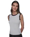 Karl Lagerfeld Women's Scallop-edge Sleeveless Sweater In Soft White  Black