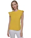 Karl Lagerfeld Sleeveless Ruffled Top In Daffodil