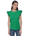 Karl Lagerfeld Sleeveless Ruffled Top In Flore Green
