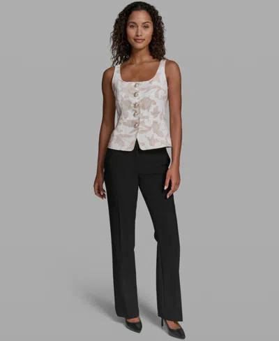 Karl Lagerfeld Women's Scoop Neck Woven Vest In White