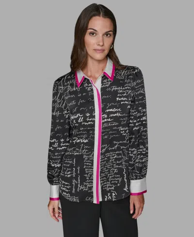 Karl Lagerfeld Women's Script Blouse Top In Multi