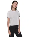 Karl Lagerfeld Women's Script-logo Short-sleeve Sweater In Soft White