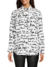 Karl Lagerfeld Women's Script Print Shirt In White Black