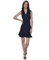 Karl Lagerfeld Women's Scuba Crepe A-line Ruffle Hem Dress In Marine