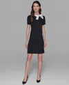 Karl Lagerfeld Women's Scuba Crepe Bow A-line Dress In Black