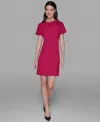 Karl Lagerfeld Women's Scuba Crepe Bow A-line Dress In Pink