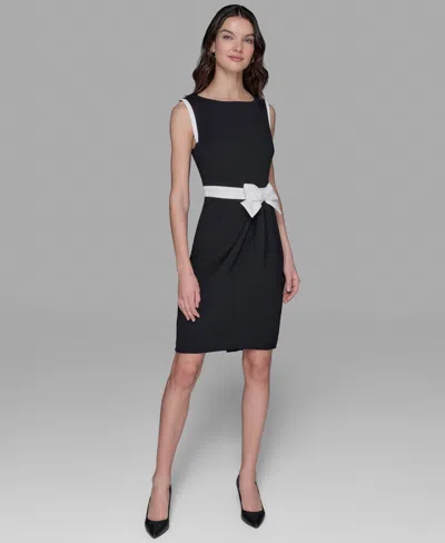 Karl Lagerfeld Women's Scuba Crepe Bow Sheath Dress In Animal Print