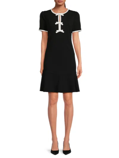 Karl Lagerfeld Women's Scuba Knot A-line Mini Dress In Black Soft White