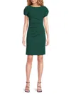 Karl Lagerfeld Women's Scuba Ruched Puff-sleeve Dress In Green